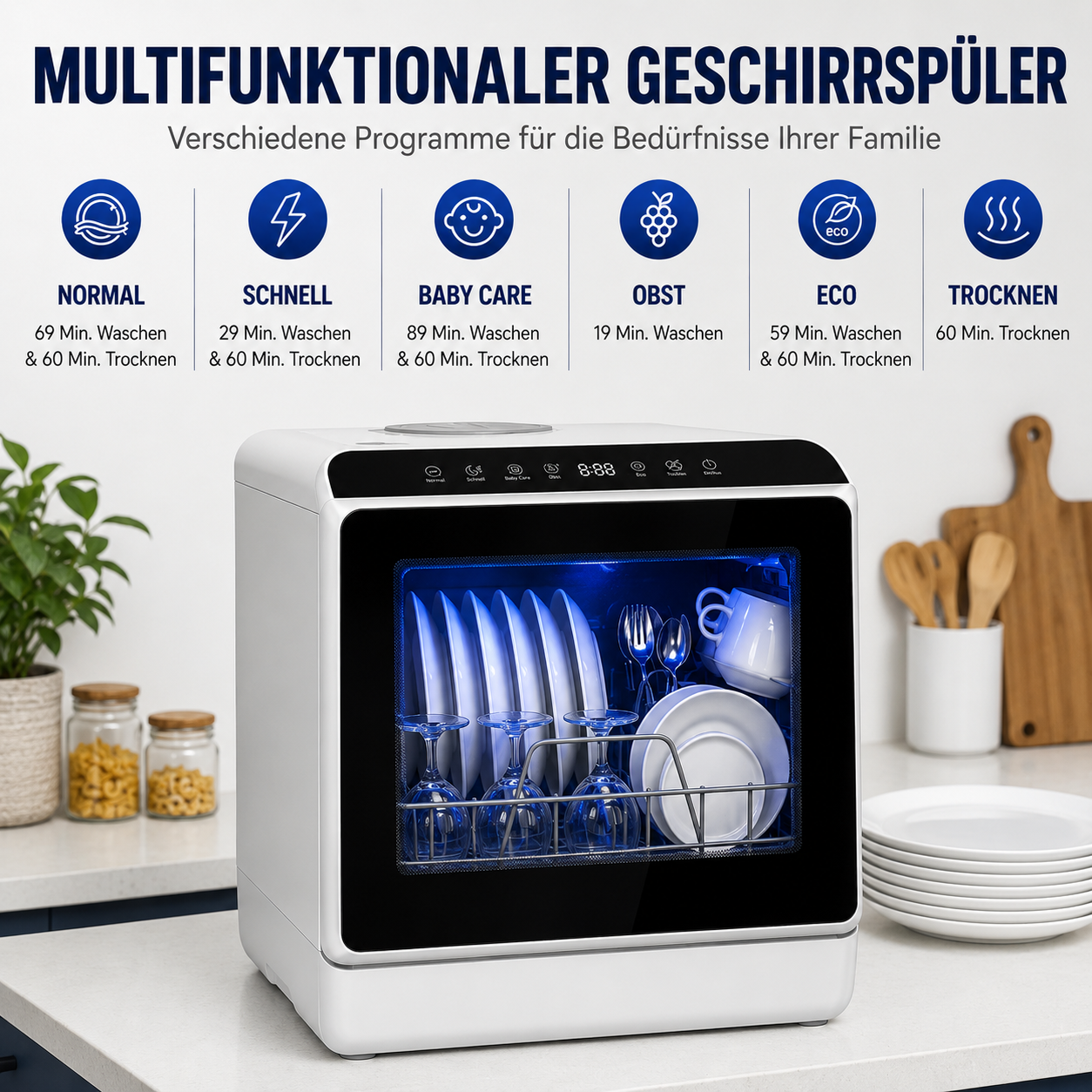 Tragbarer Ecowasher Tischgeschirrspüler