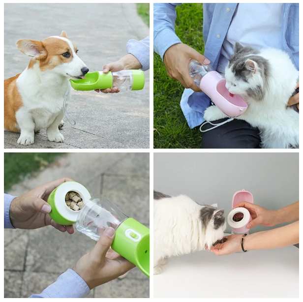 Hunde-Trinkflasche mit Futternapf