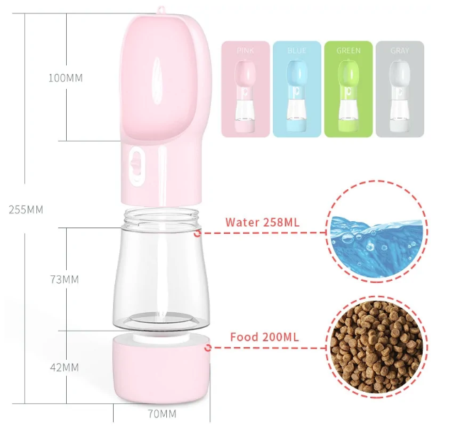 Hunde-Trinkflasche mit Futternapf