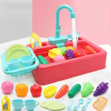 Conjunto de pia de cozinha infantil elétrica