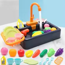 Conjunto de pia de cozinha infantil elétrica