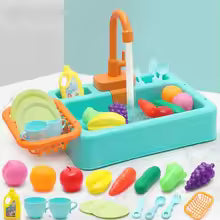 Conjunto de pia de cozinha infantil elétrica