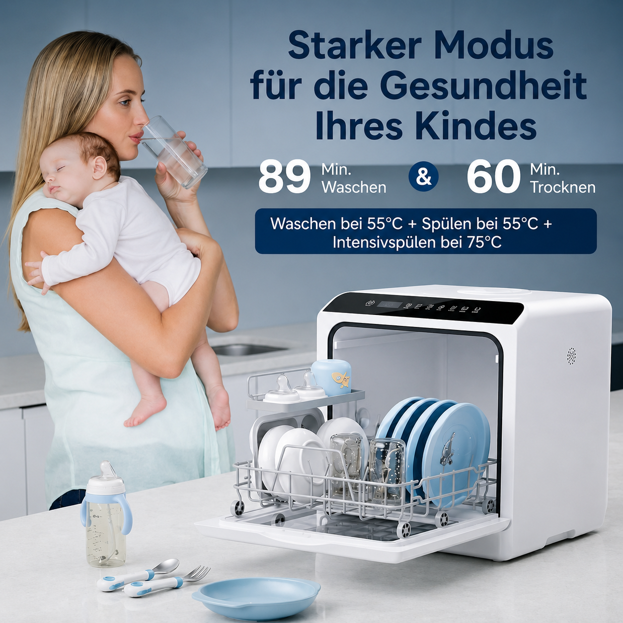 Tragbarer Ecowasher Tischgeschirrspüler